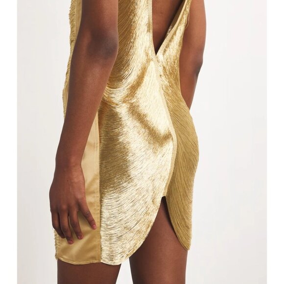 Cult Gaia Mara Dress in Gold Medium New Womens Fringe Cocktail - Picture 13 of 17